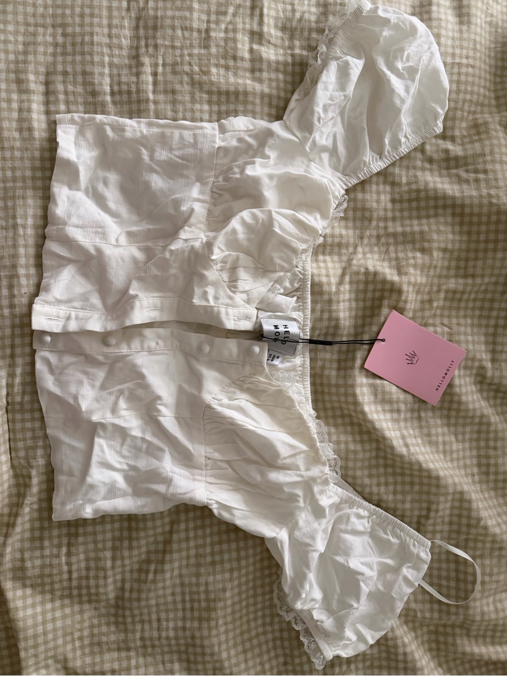 Hello Molly White Ruffled Off-Shoulder Bandeau Top - Picture 2 of 7
